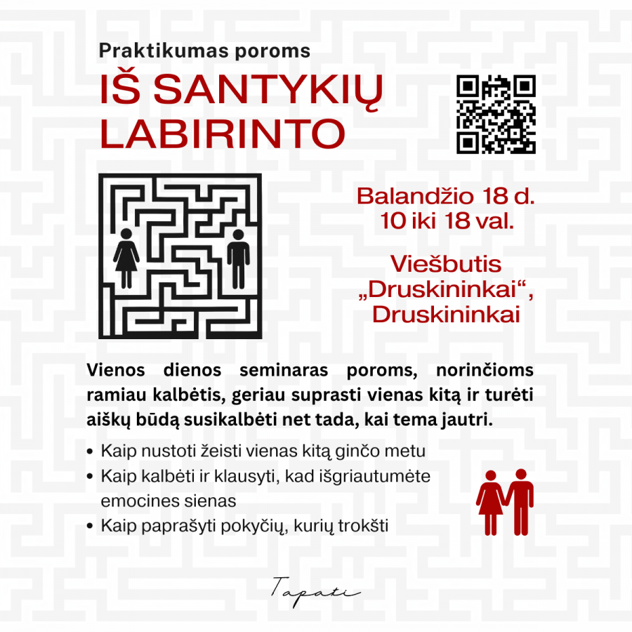 Praktikumas poroms „Iš santykių labirinto: kaip išgirsti vienas kitą“