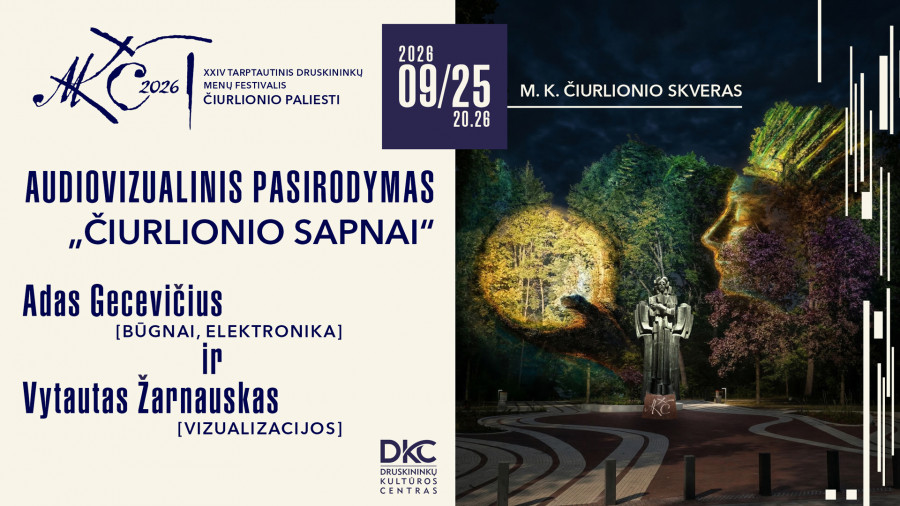 AUDIOVIZUALINIS PASIRODYMAS „ČIURLIONIO SAPNAI“ | ADAS GECEVIČIUS (BŪGNAI, ELEKTRONIKA) ir VYTAUTAS ŽARNAUSKAS (VIZUALIZACIJOS)