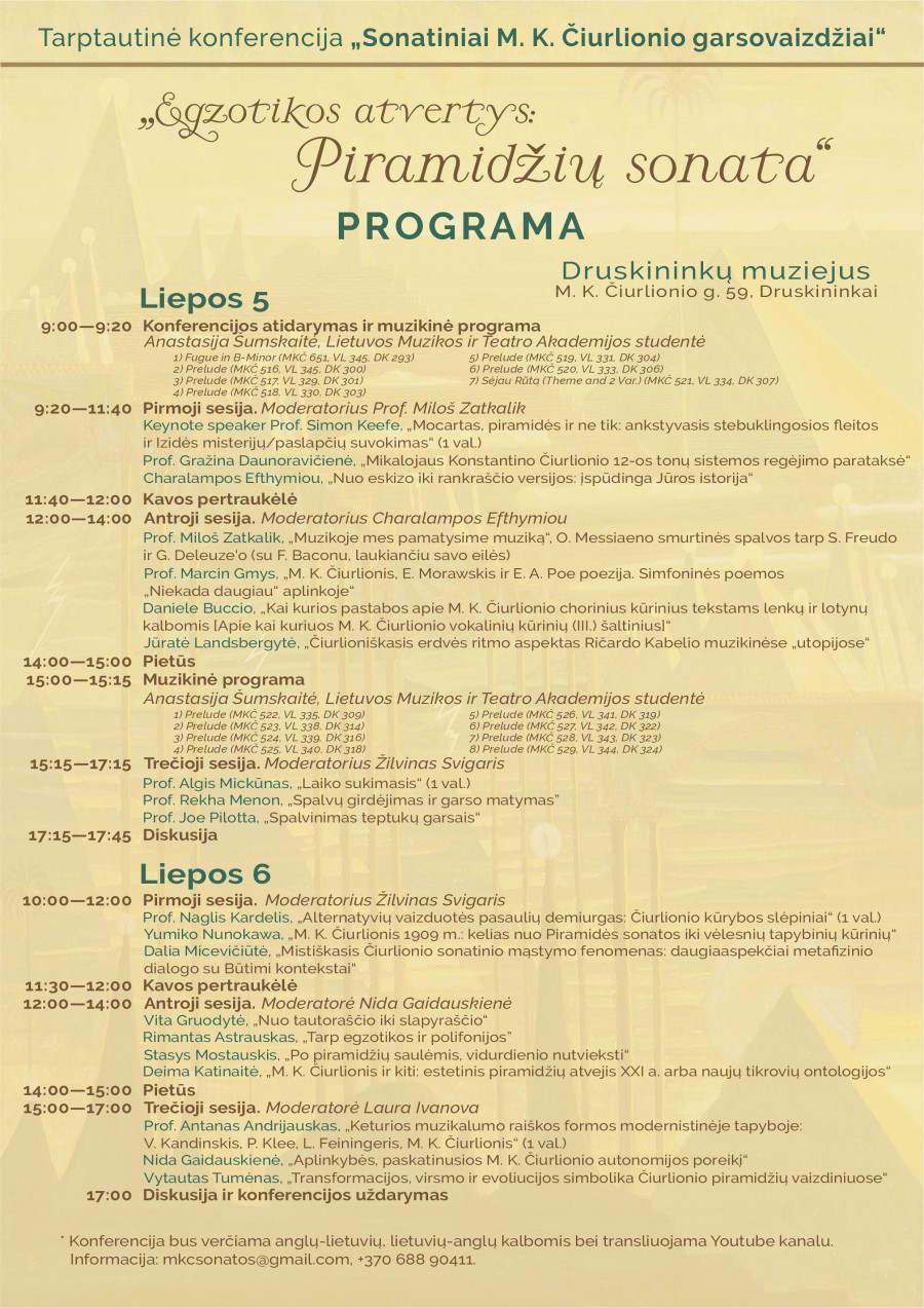 Międzynarodowa konferencja „Sonata Soundscapes of M.K. Čiurlionis” „Egzotyczne objawienia: Sonata Piramid”