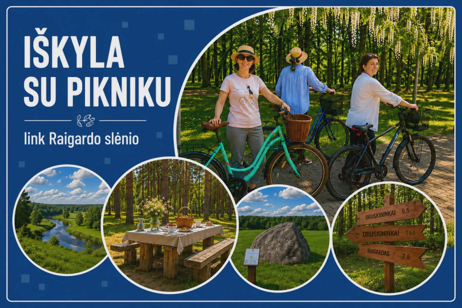 Iškyla dviračiais su pikniku link Raigardo slėnio