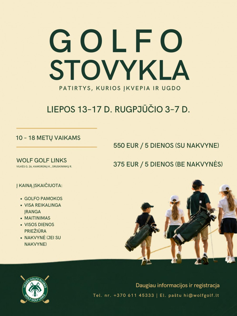 ,,Wolf Golf Links'' Vaikų golfo stovykla